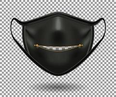 Protective comic black mask. Party, Halloween and other fun. Open zip vector