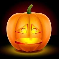 Pumpkin with a sad crying mask. Cut with a knife. Halloween vector