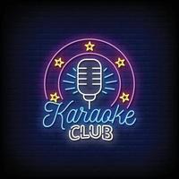 club de karaoke letreros de neón estilo texto vector