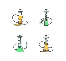 Hookah RGB green and yellow color icons set vector