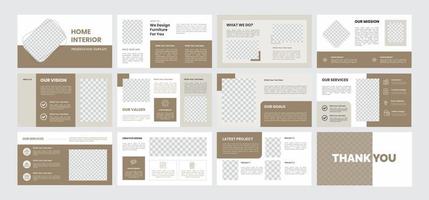 Home interior presentation template, muted color vector