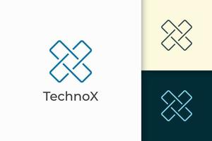 Modern letter X logo for technology company vector