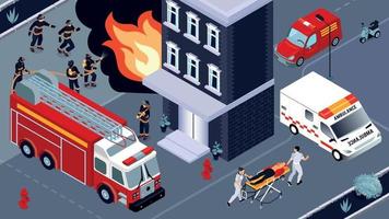 Firefighting Isometric Illustration vector