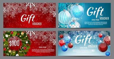 Christmas and New Year Gift Voucher, Discount Coupon Template vector