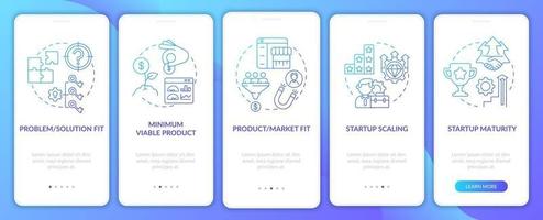 Startup lifecycle phases gradient onboarding mobile app page screen vector