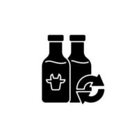 Refillable milk bottles black glyph icon vector