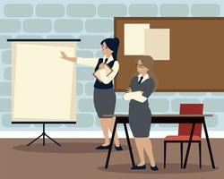 business women with presentation board meeting working vector