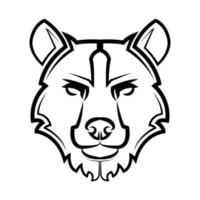 Black and white line art of bear head vector