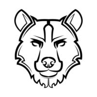 Black and white line art of bear head vector