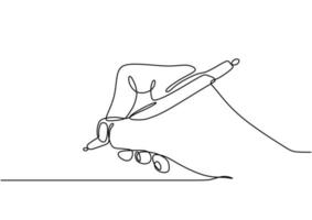 mano escribiendo un dibujo de línea vector