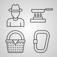 Collection of Camping Symbols in Outline Style vector