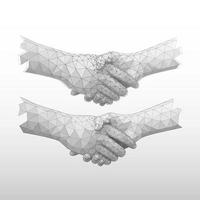 Set of handshake, low poly hands. Vector Illustration