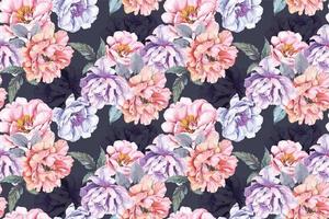 Peony seamless pattern with watercolor 1 vector