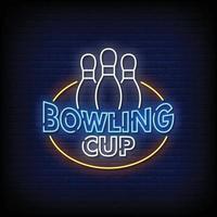 Bowling Cup Neon Signs Style Text Vector