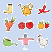 Colorful hand drawn farm elements vector