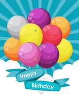 Color Glossy Happy Birthday Balloons Banner Background vector