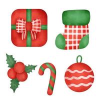 Hand drawn watercolor Christmas elements set. vector