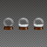 set of isolated christmas snow globes vector