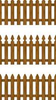 set of seamless wooden fences vector