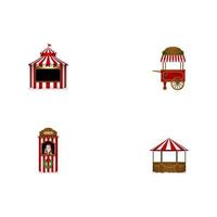 set of isolated christmas stalls. tickets booth, market and funfair stands vector