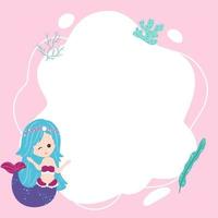 Little mermaids. Vector frame in the form of spot in cartoon style.