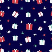 Christmas Presents and Sparkling Stars Seamless Repeat Pattern vector