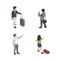 parejas familiares con equipaje turistas con equipaje personas varias poses