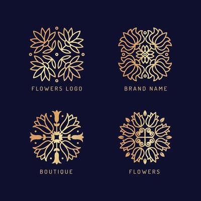 Floral beauty logo set