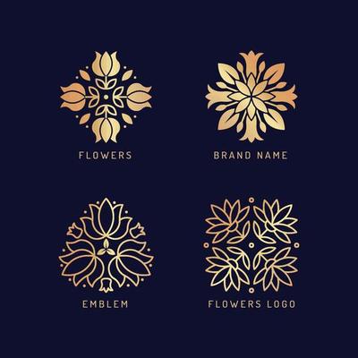 Floral beauty logo set