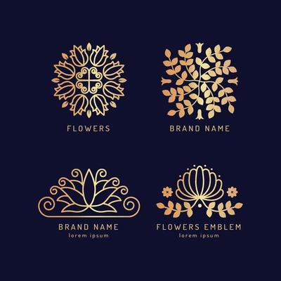 Floral beauty logo set