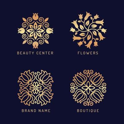 Floral beauty logo set