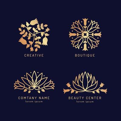 Floral beauty logo set