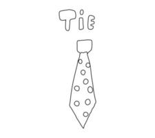 A tie drawn by hand with a black outline. Tie icon. Polka Dot tie vector