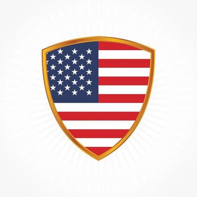 United States flag vector with shield frame