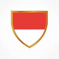 Indonesia or Monaco flag vector with shield frame