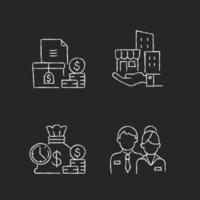 Building ownership chalk white icons set on dark background vector