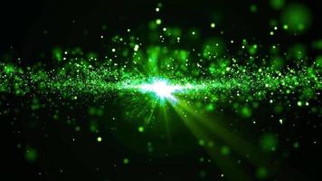 animación de lazo de galaxia de partículas de luz verde video