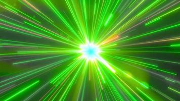 animation de boucle de ligne de vitesse de zoom de particules de lumière verte