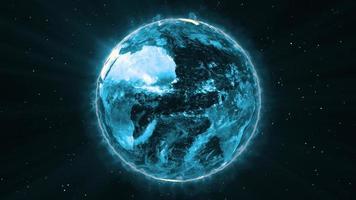 animazione del ciclo della terra del mondo blu video