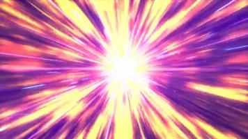 animation de boucle de ligne de vitesse de zoom de particules de lumière violette et dorée video