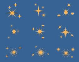 Flat sparkling star collection  , vector design.