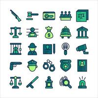 Law icon set vector flat line for website, mobile app, presentation, social media.