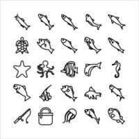 Fish icon set vector line for website, mobile app, presentation, social media.