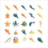 Fish icon set vector flat for website, mobile app, presentation, social media.