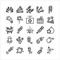 Firework icon set vector line for website, mobile app, presentation, social media.