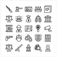 Law icon set vector line for website, mobile app, presentation, social media.