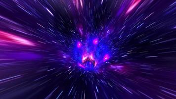 lila blauer Hyperspace Warp Tunnel durch Zeit- und Raumanimation. video
