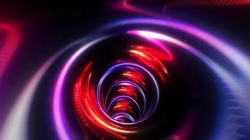 Flight into wave lights, neon glowing rays in motion futuristic tunnels video