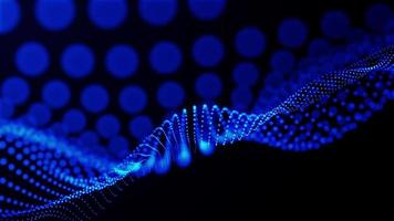 Concepto de fondo de onda digital de partículas futuristas de puntos azules. video