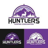 Deer Compass Mountain Adventure Hunting Vintage Logo Design Template vector